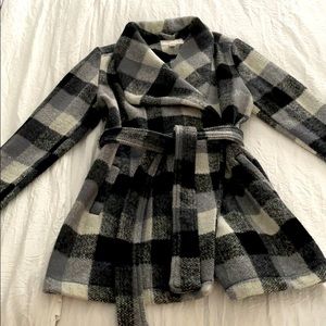 Buffalo check sweater jacket